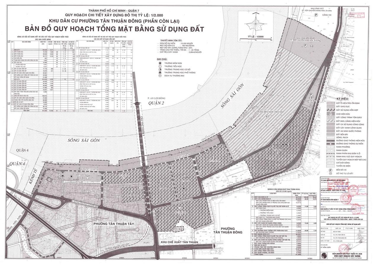 Bản đồ quy hoạch 1/2000 Khu dân cư phường Tân Thuận Đông (phần còn lại), Quận 7