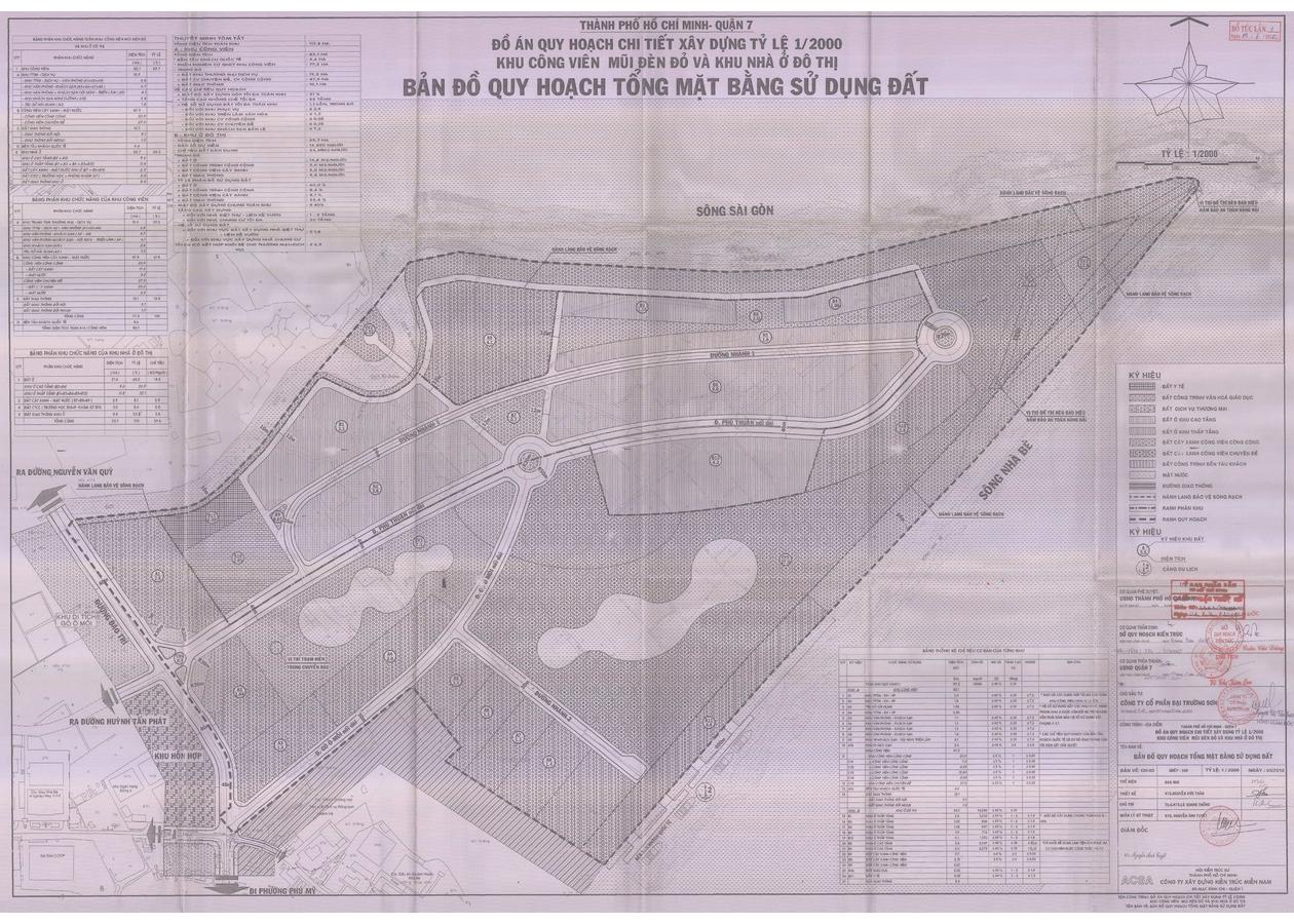 Bản đồ quy hoạch 1/2000 Khu công viên mũi Đèn Đỏ và khu nhà ở đô thị, Quận 7