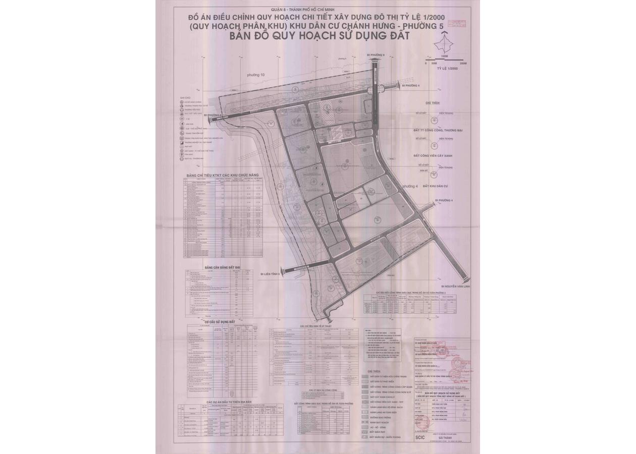 Bản đồ quy hoạch 1/2000 khu dân cư Chánh Hưng - phường 5, Quận 8