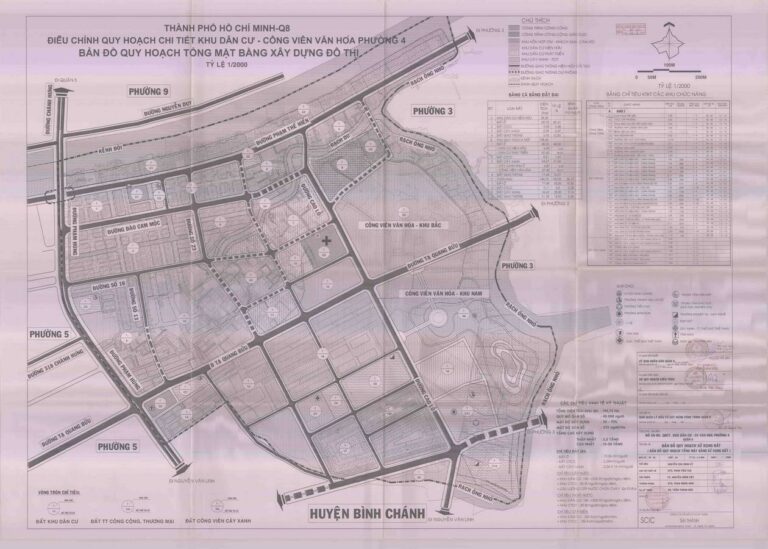 Bản đồ quy hoạch 1/2000 khu dân cư - công viên văn hóa phường 4
