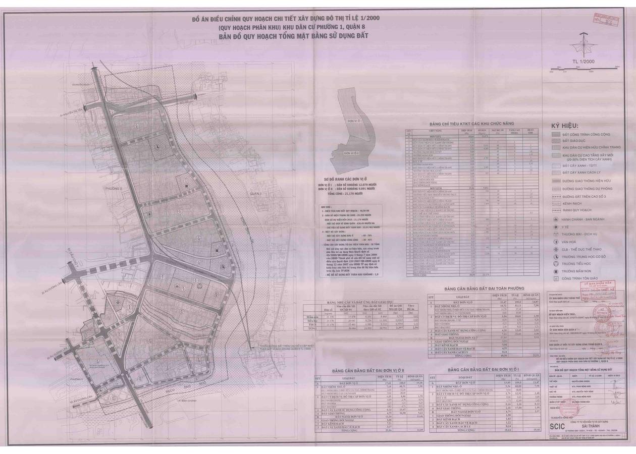 Bản đồ quy hoạch 1/2000 Khu dân cư phường 1, Quận 8