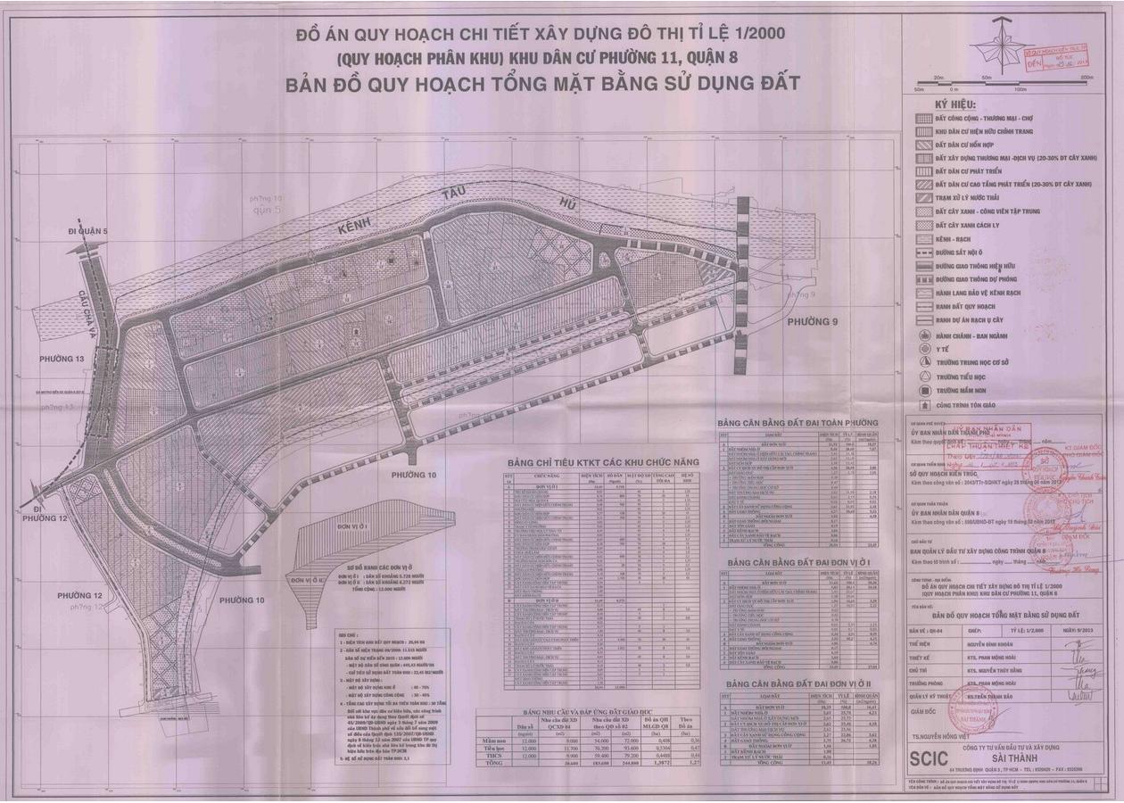 Bản đồ quy hoạch 1/2000 Khu dân cư phường 11, Quận 8