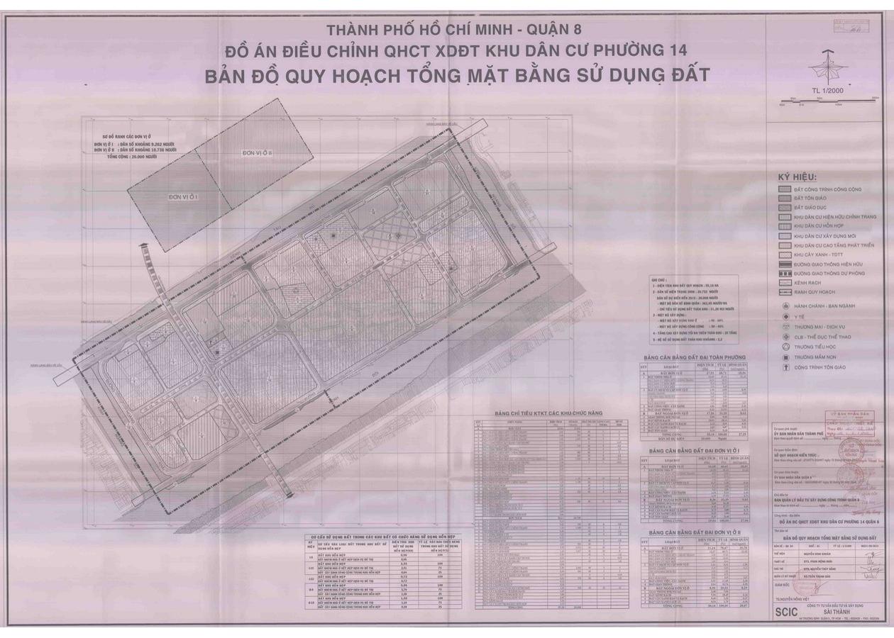 Bản đồ quy hoạch 1/2000 khu dân cư phường 14, Quận 8