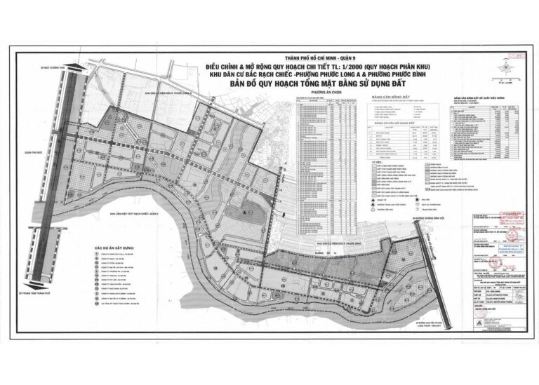 Bản đồ điều chỉnh và mở rộng Khu dân cư Bắc Rạch Chiếc - Phường Phước Long A & phường Phước Bình