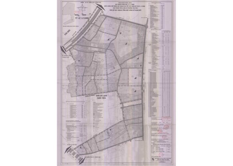 Bản đồ điều chỉnh và mở rộng QHPK khu trung tâm và dân cư tại phường Tân Phú