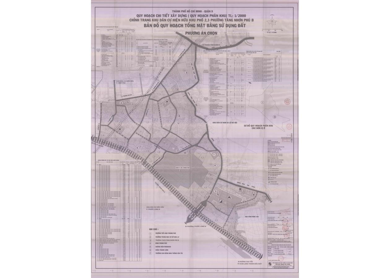 Bản đồ quy hoạch 1/2000 Khu dân cư hiện hữu khu phố 2, 3 phường Tăng Nhơn Phú B, Quận 9