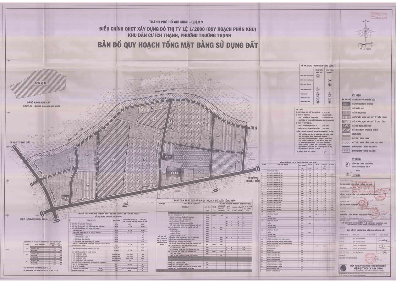 Bản đồ quy hoạch 1/2000 Khu dân cư ích Thạnh phường Trường Thạnh, Quận 9
