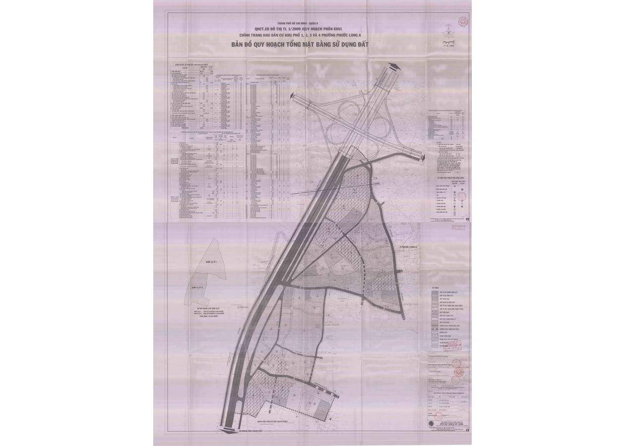 Bản đồ quy hoạch 1/2000 Khu dân cư khu phố 1, 2, 3, 4 phường Phước Long A, Quận 9
