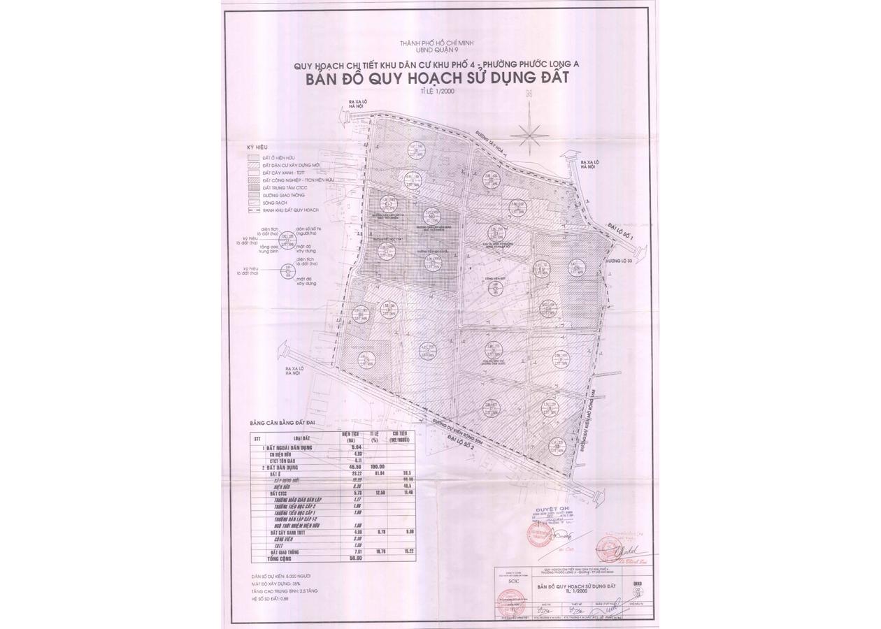 Bản đồ quy hoạch 1/2000 Khu dân cư KP4, Quận 9