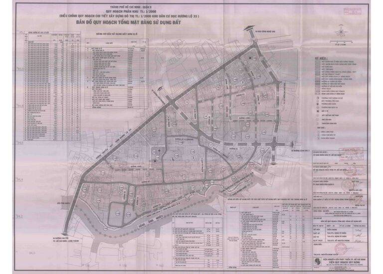 Bản đồ quy hoạch 1/2000 Khu dân cư Long Trường dọc Hương lộ 33