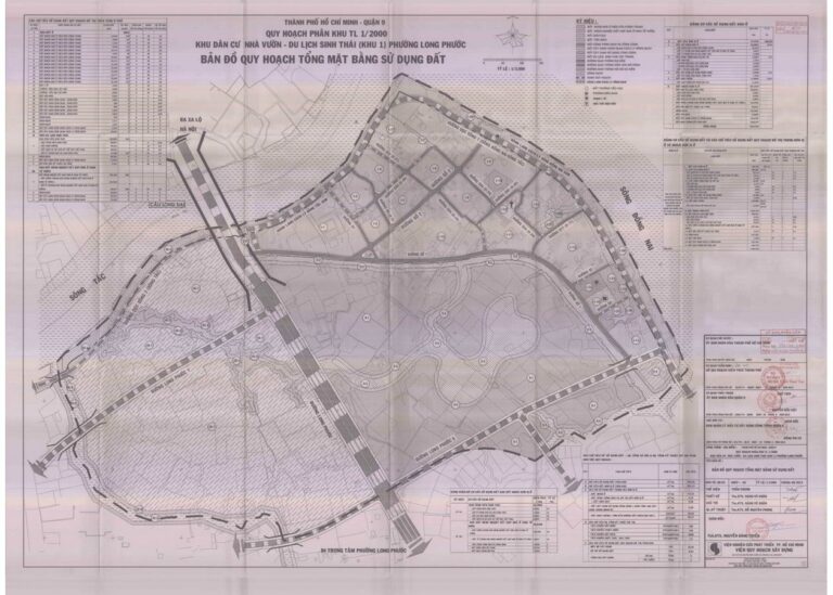 Bản đồ quy hoạch 1/2000 Khu dân cư nhà vườn - du lịch sinh thái (khu 1) phường Long Phước
