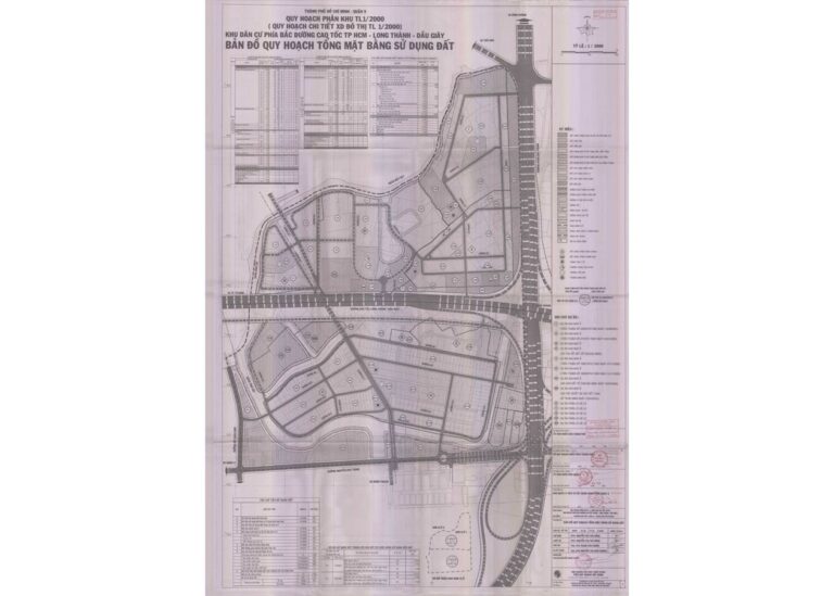 Bản đồ quy hoạch 1/2000 Khu dân cư phía Bắc đường cao tốc thành phố Hồ Chí Minh - Long Thành - Dầu Giây