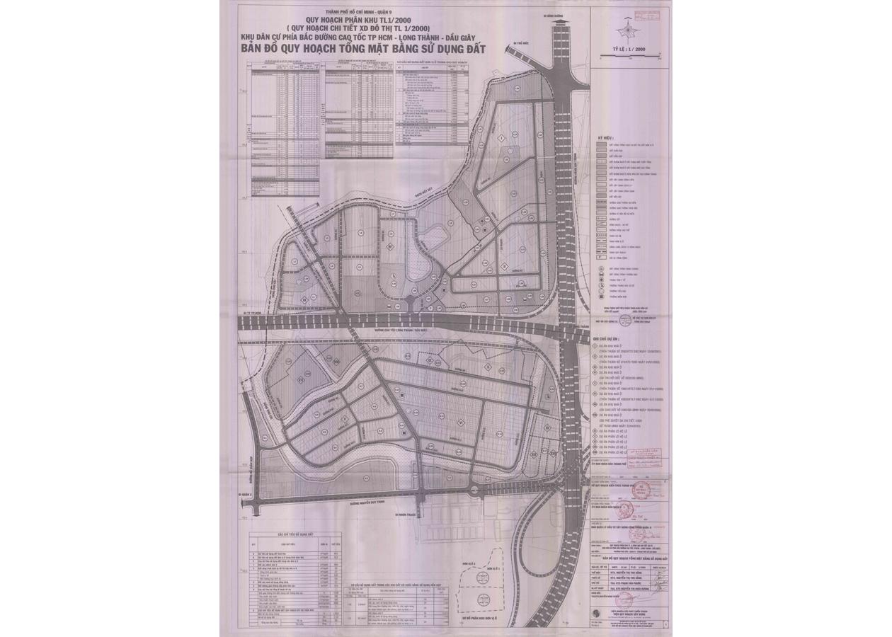 Bản đồ quy hoạch 1/2000 Khu dân cư phía Bắc đường cao tốc thành phố Hồ Chí Minh - Long Thành - Dầu Giây, Quận 9