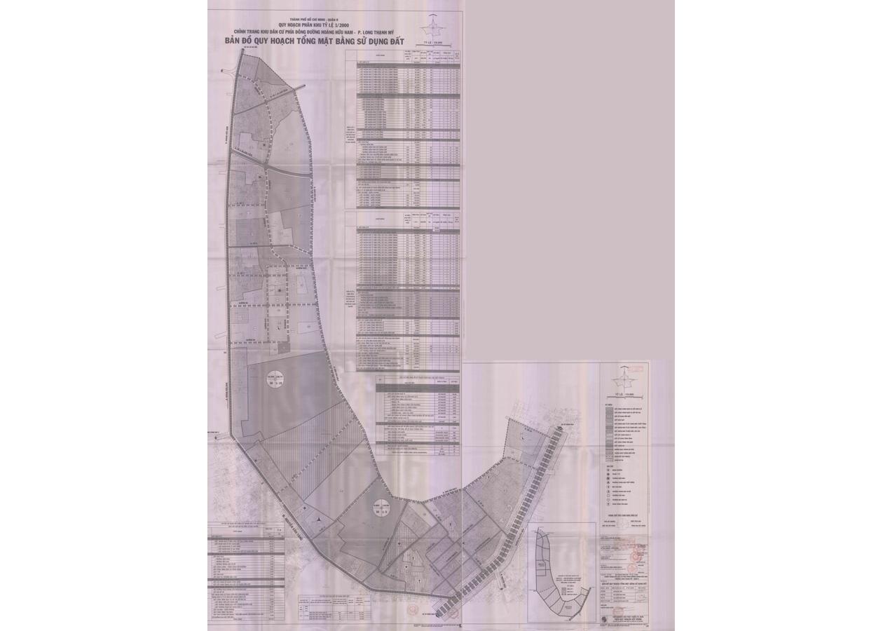 Bản đồ quy hoạch 1/2000 Khu dân cư phía Đông đường Hoàng Hữu Nam phường Long Thạnh Mỹ, Quận 9