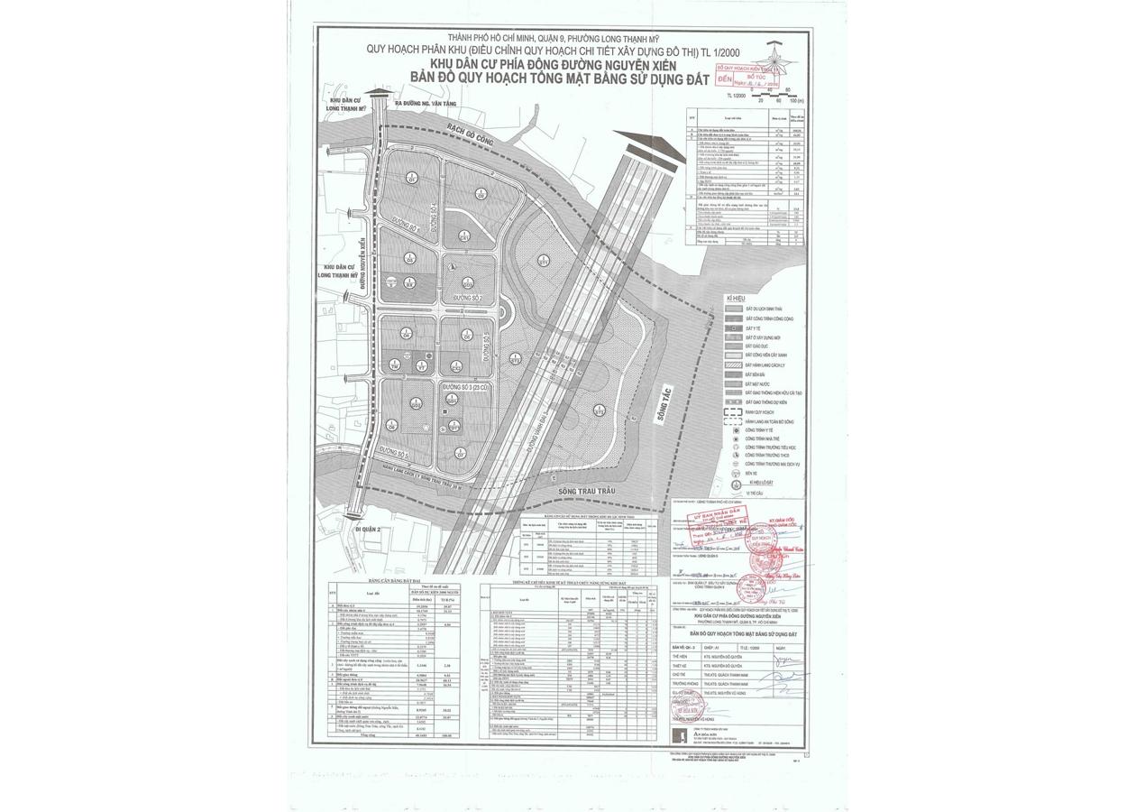 Bản đồ quy hoạch 1/2000 Khu dân cư phía đông đường Nguyễn Xiển, Quận 9