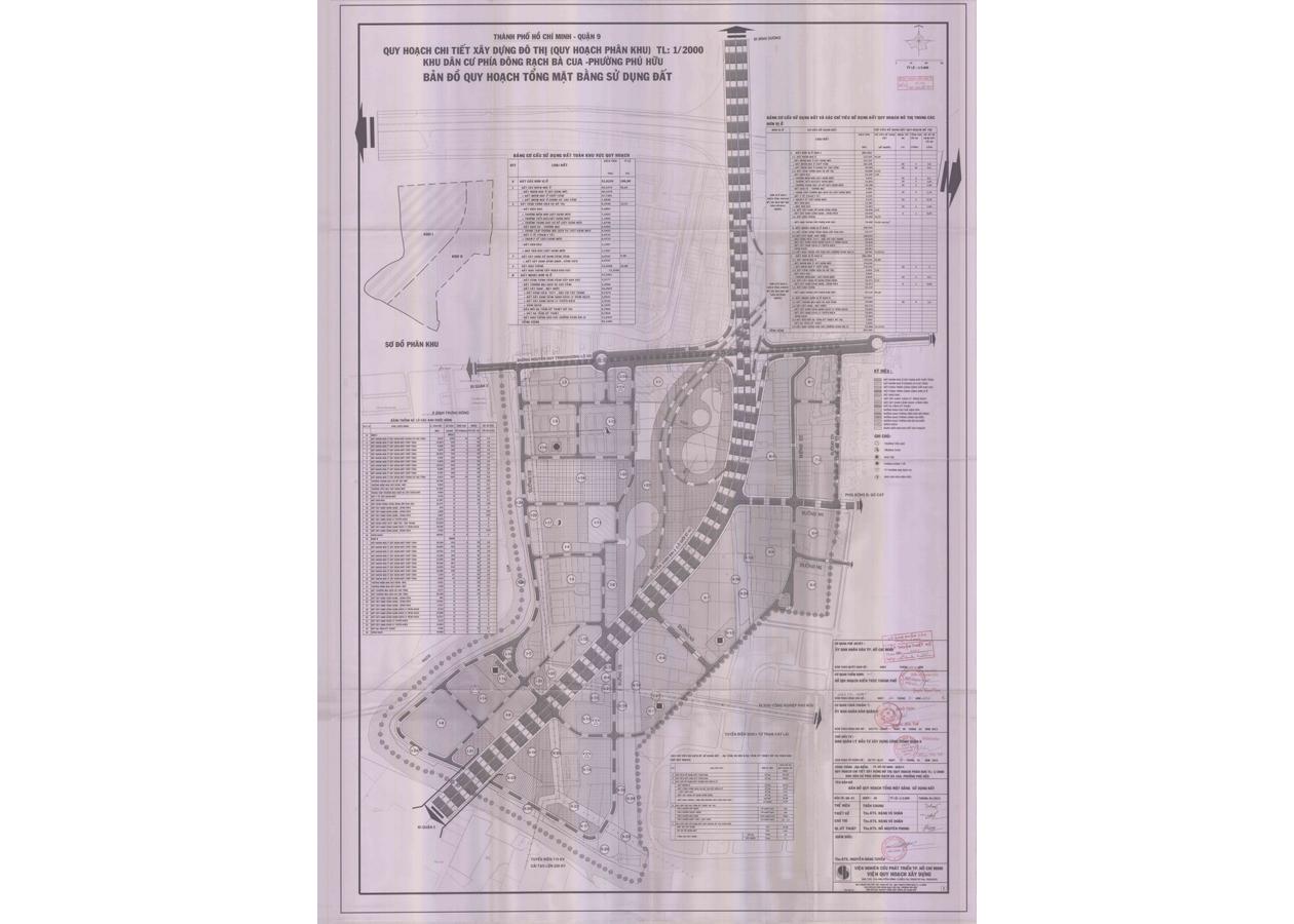 Bản đồ quy hoạch 1/2000 Khu dân cư phía Đông rạch Bà Cua, Quận 9