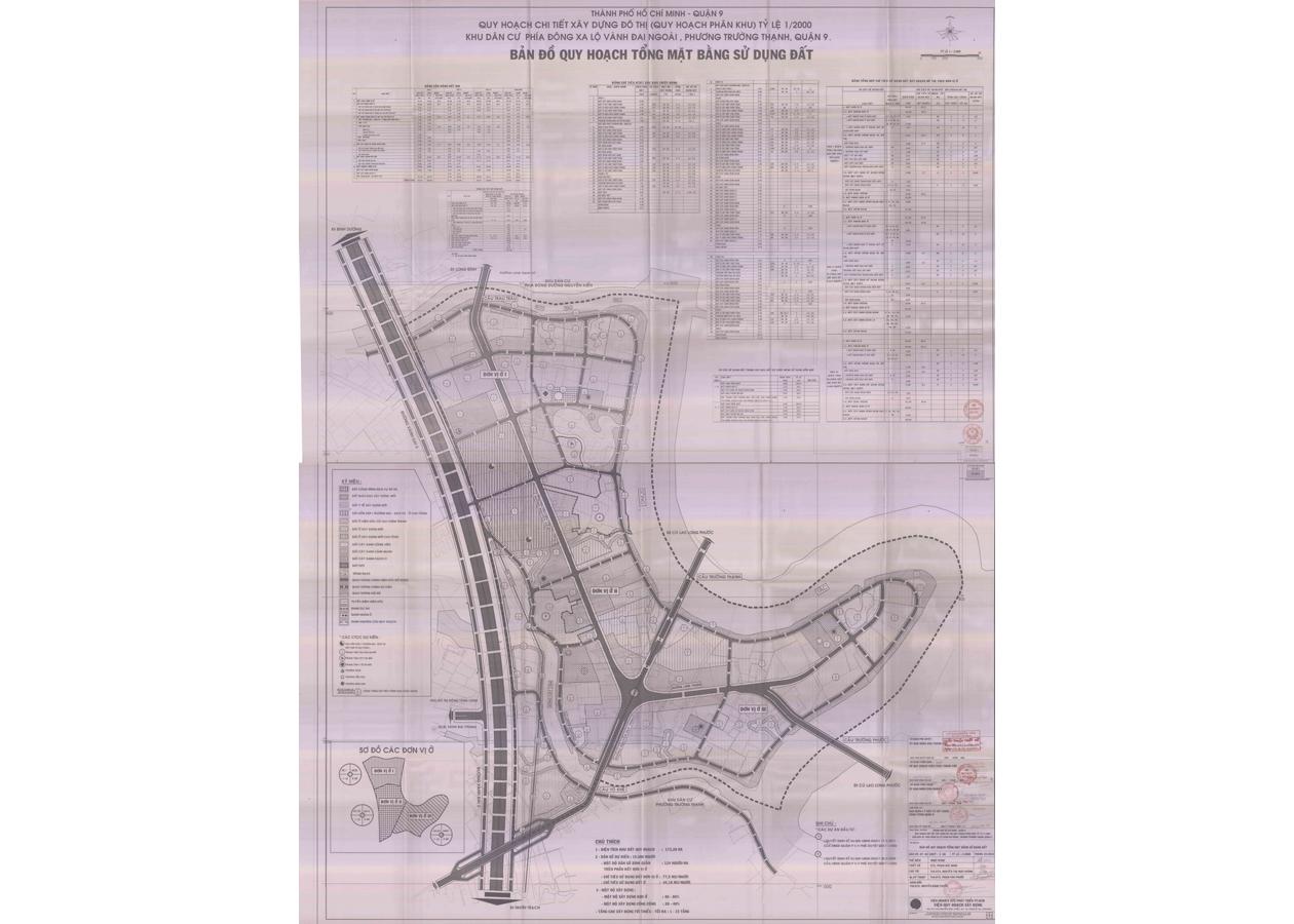 Bản đồ quy hoạch 1/2000 Khu dân cư phía Đông xa lộ Vành Đai Ngoài, Phường Trường Thạnh, Quận 9