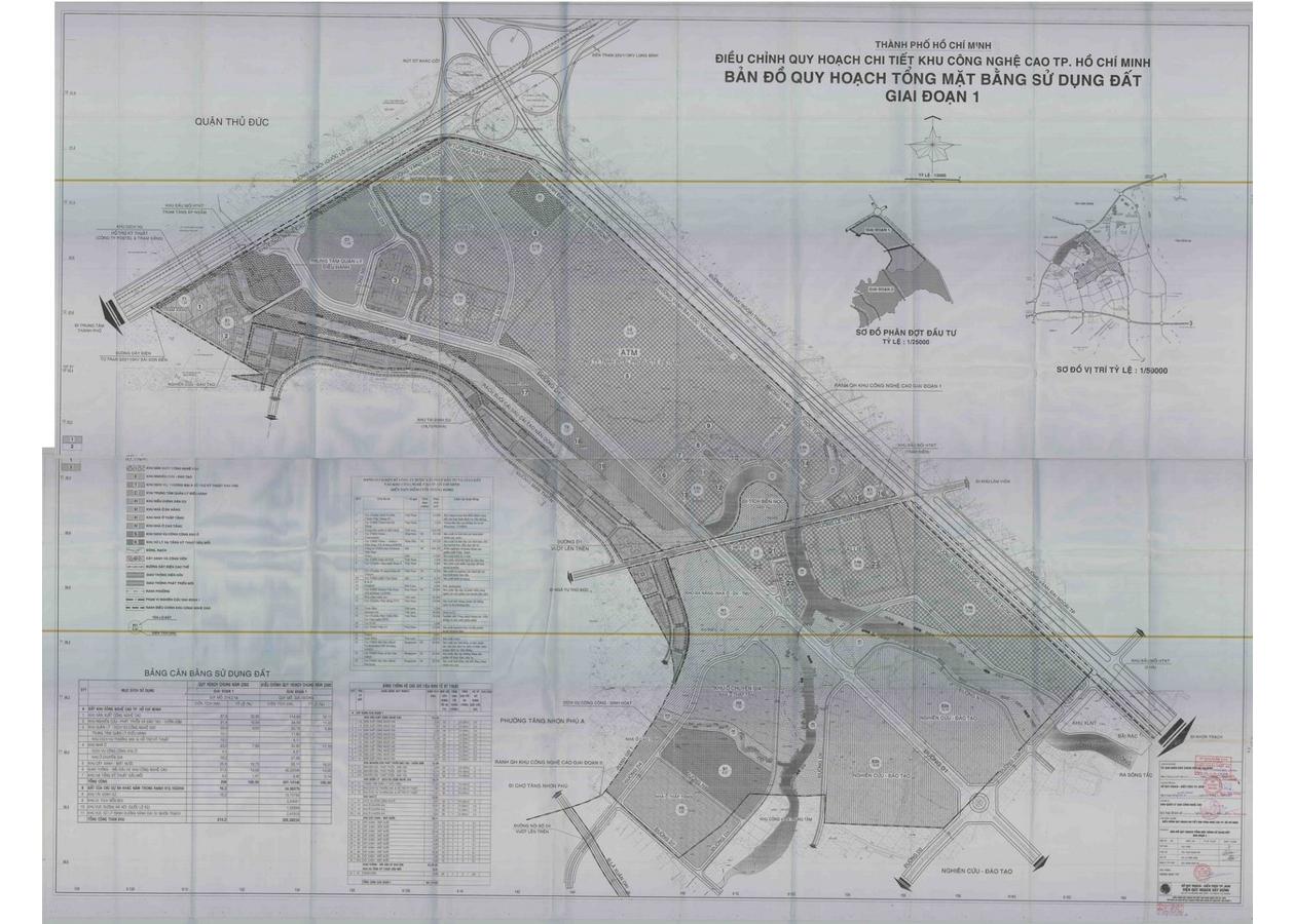 Bản đồ quy hoạch 1/2000 Khu công nghệ cao giai đoạn 1, Quận 9