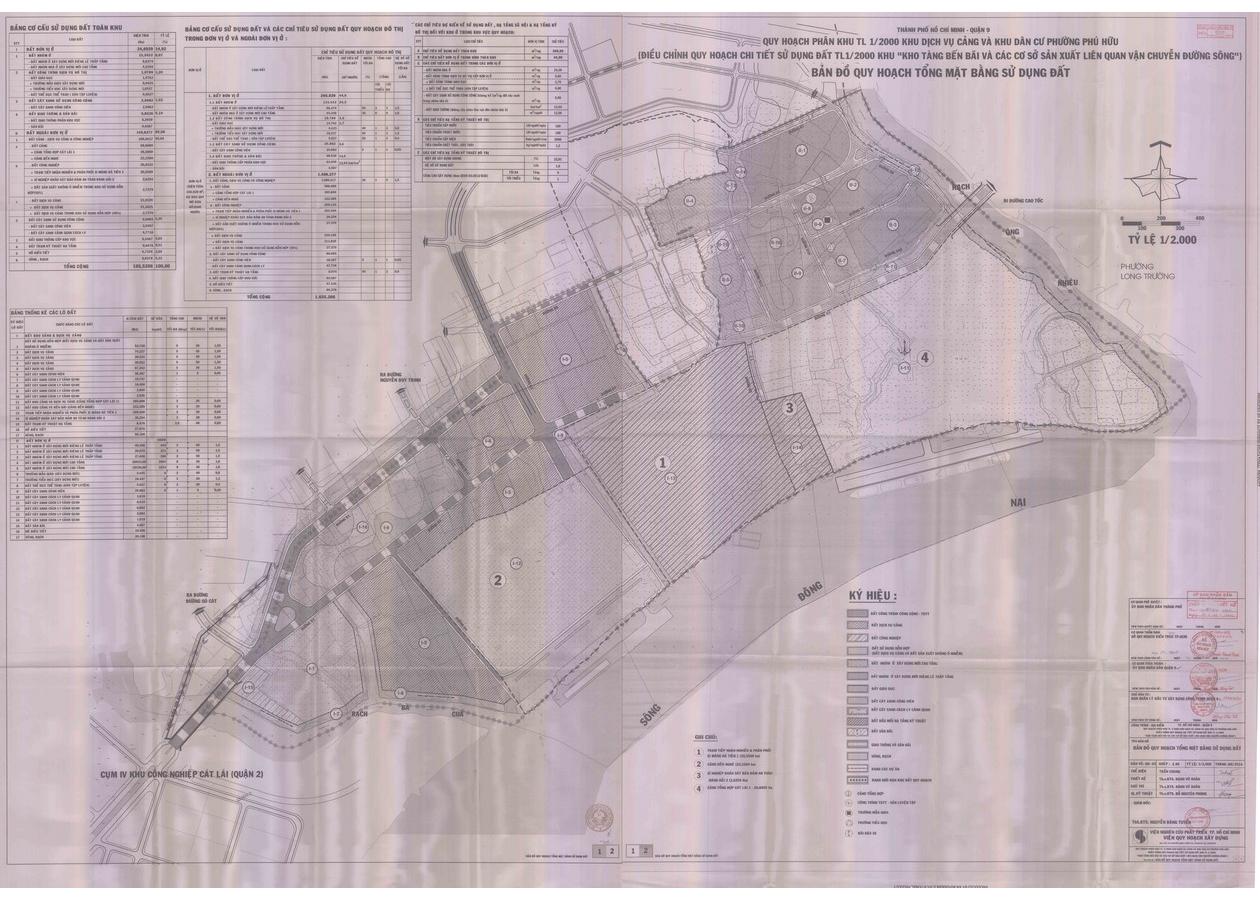 Bản đồ quy hoạch 1/2000 Khu dịch vụ cảng và khu dân cư Phú Hữu, Quận 9