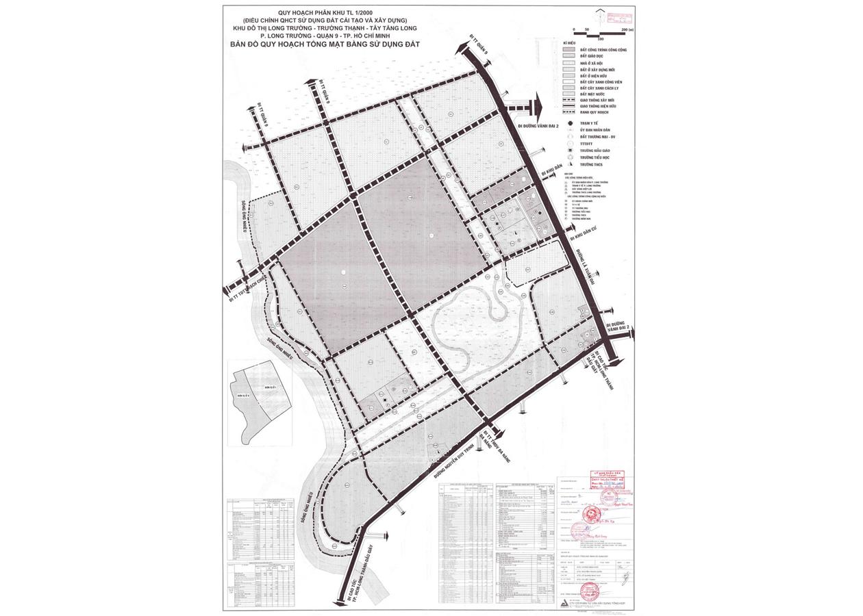 Bản đồ quy hoạch 1/2000 Khu đô thị mới Long Trường - Trường Thạnh - Tây Tăng Long, Quận 9