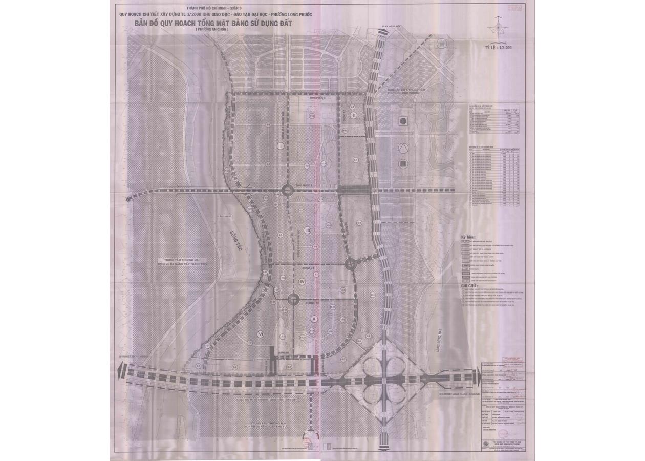 Bản đồ quy hoạch 1/2000 Khu giáo dục - đào tạo đại học phường Long Phước, Quận 9