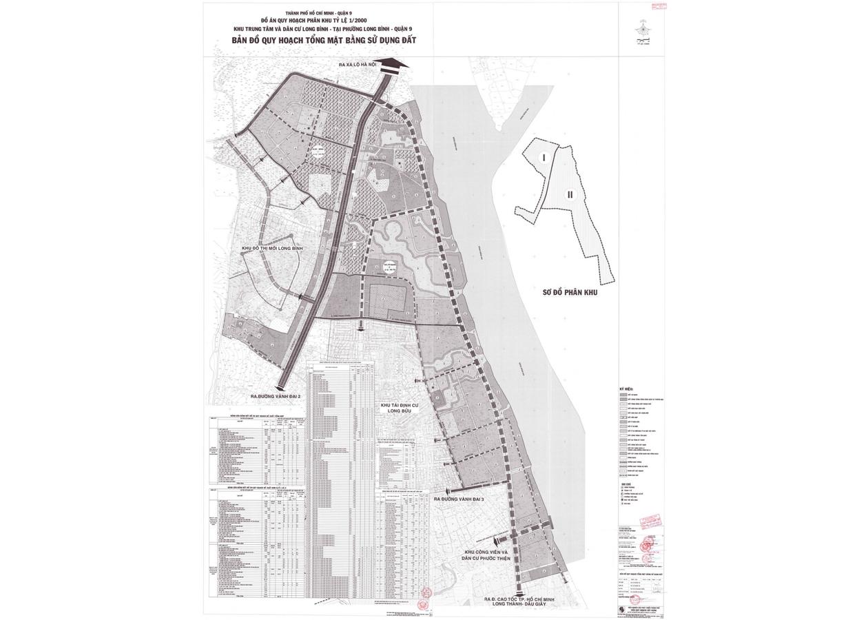 Bản đồ quy hoạch 1/2000 Khu trung tâm và dân cư phường Long Bình, Quận 9