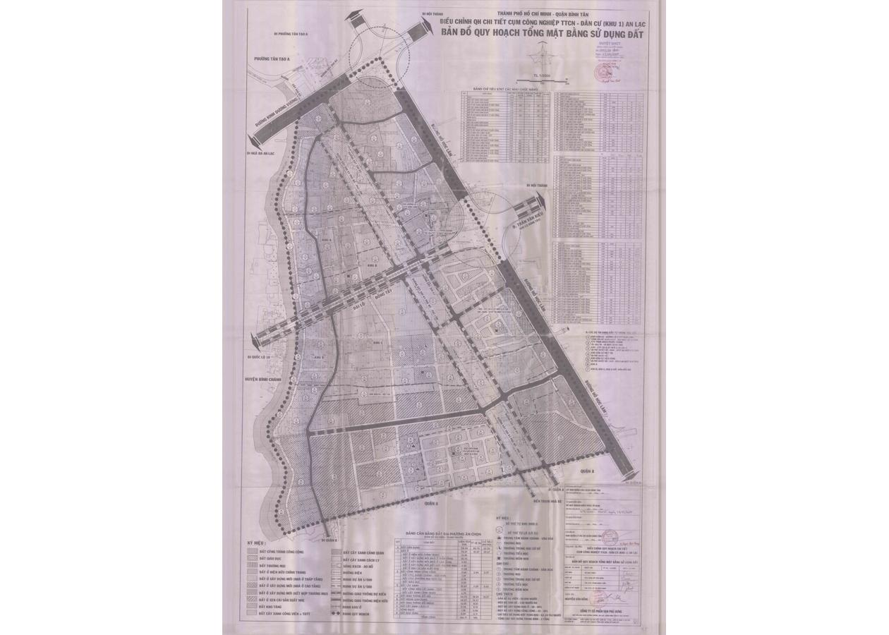 Bản đồ quy hoạch 1/2000 Cụm công nghiệp TTCN - Dân cư (Khu 1) An Lạc, Quận Bình Tân