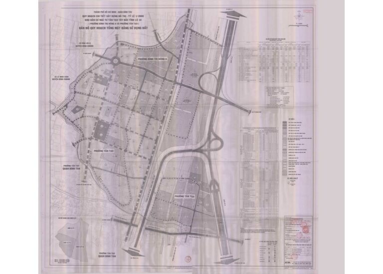 Bản đồ quy hoạch 1/2000 Khu dân cư Ngã tư Tân Tạo - Tây Bắc Tỉnh lộ 10