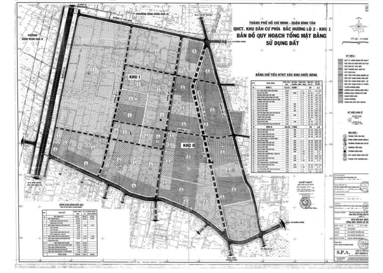 Bản đồ quy hoạch 1/2000 Khu dân cư phía Bắc Hương lộ 2 (khu 1)