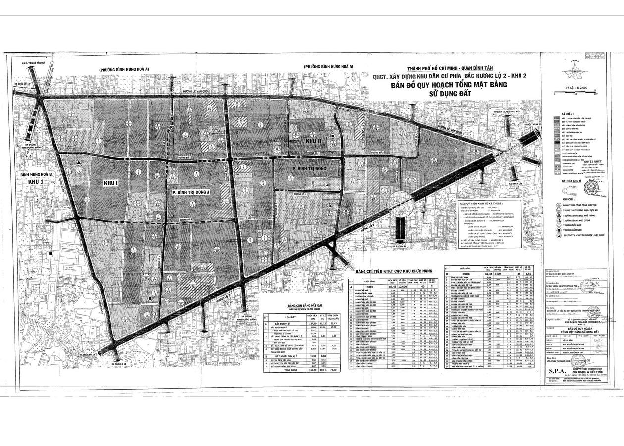 Bản đồ quy hoạch 1/2000 Khu dân cư phía Bắc Hương lộ 2 (khu 2), Quận Bình Tân