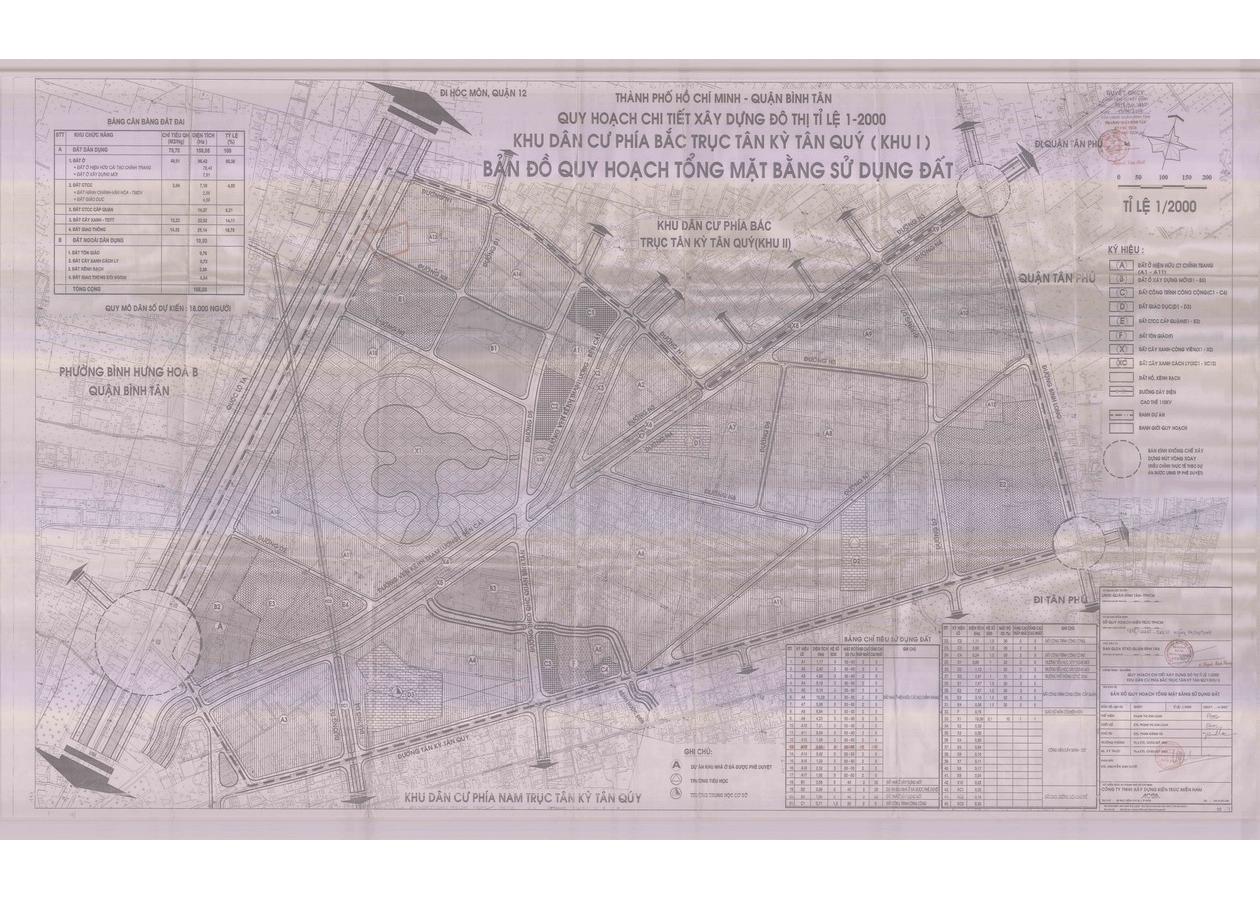 Bản đồ quy hoạch 1/2000 Khu dân cư phía Bắc trục Tân Kỳ Tân Quý (khu 1), Quận Bình Tân