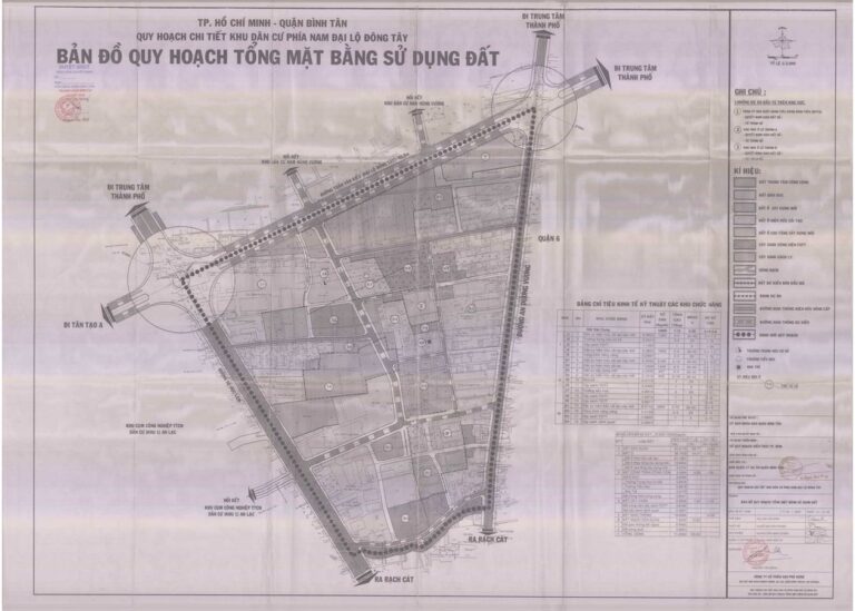 Bản đồ quy hoạch 1/2000 Khu dân cư phía nam Đại lộ Đông Tây