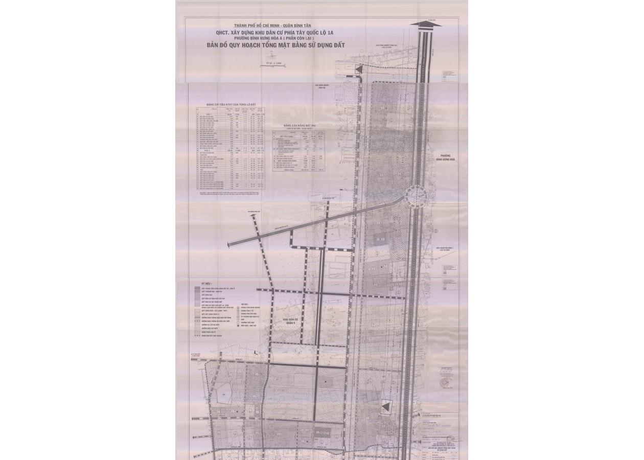 Bản đồ quy hoạch 1/2000 Khu dân cư phía Tây Quốc lộ 1A (Phường Bình Hưng Hòa A - phần còn lại), Quận Bình Tân