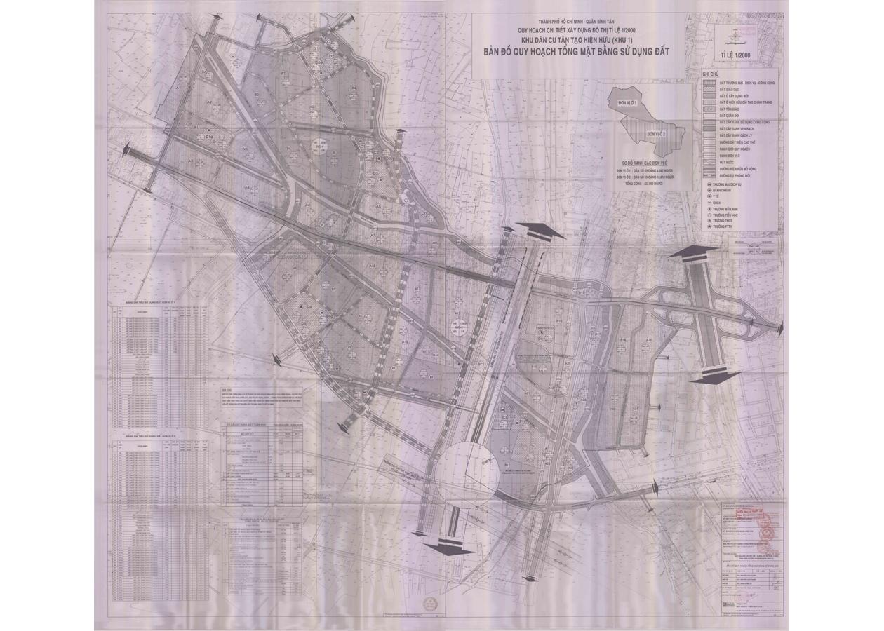 Bản đồ quy hoạch 1/2000 Khu dân cư Tân Tạo hiện hữu (khu 1), Quận Bình Tân