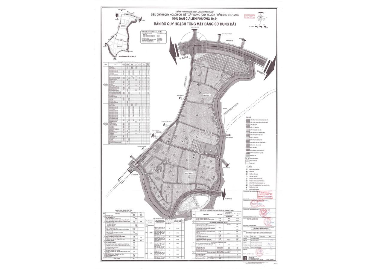Bản đồ quy hoạch 1/2000 Khu dân cư liên phường 19 - 21, Quận Bình Thạnh