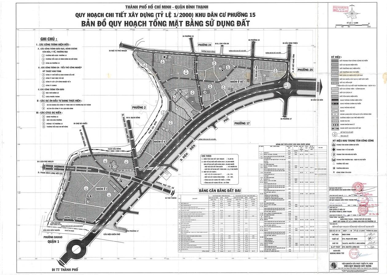 Bản đồ quy hoạch 1/2000 Khu dân cư phường 15, Quận Bình Thạnh