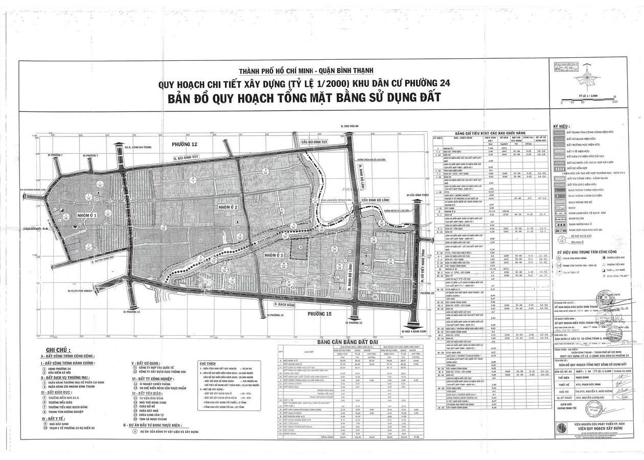 Bản đồ quy hoạch 1/2000 Khu dân cư phường 24, Quận Bình Thạnh