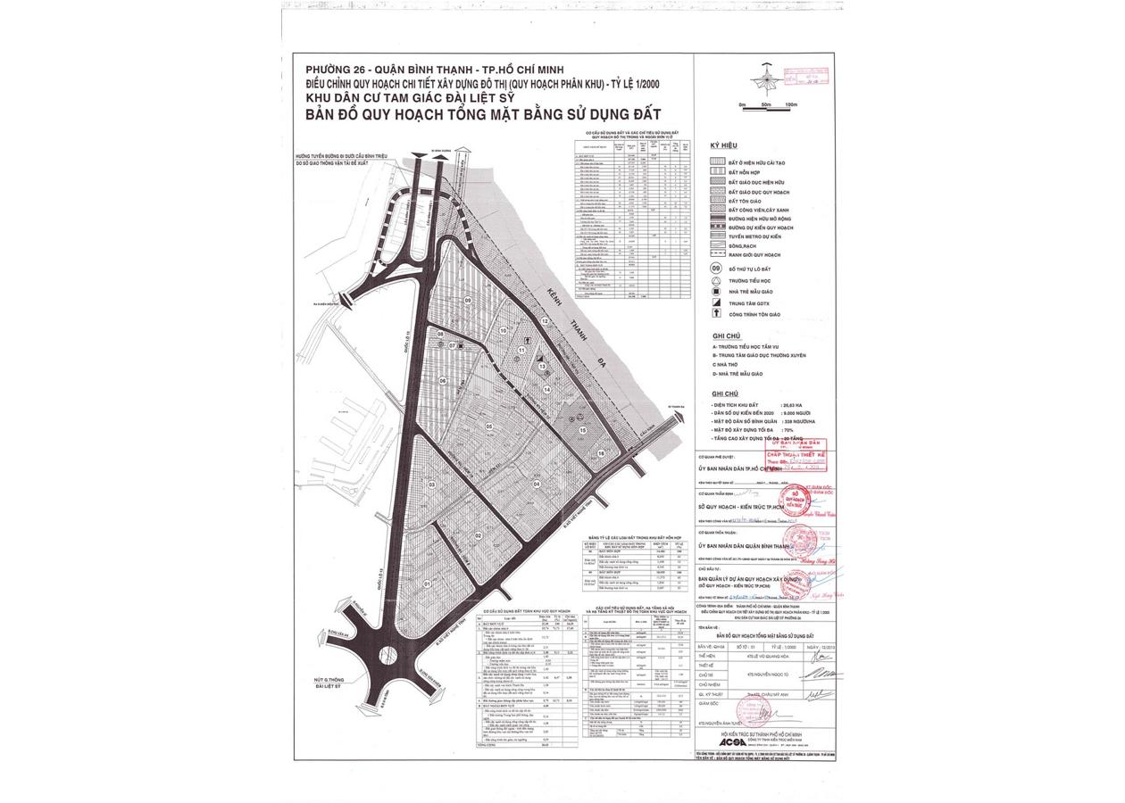 Bản đồ quy hoạch 1/2000 Khu dân cư tam giác Đài liệt sỹ phường 26, Quận Bình Thạnh
