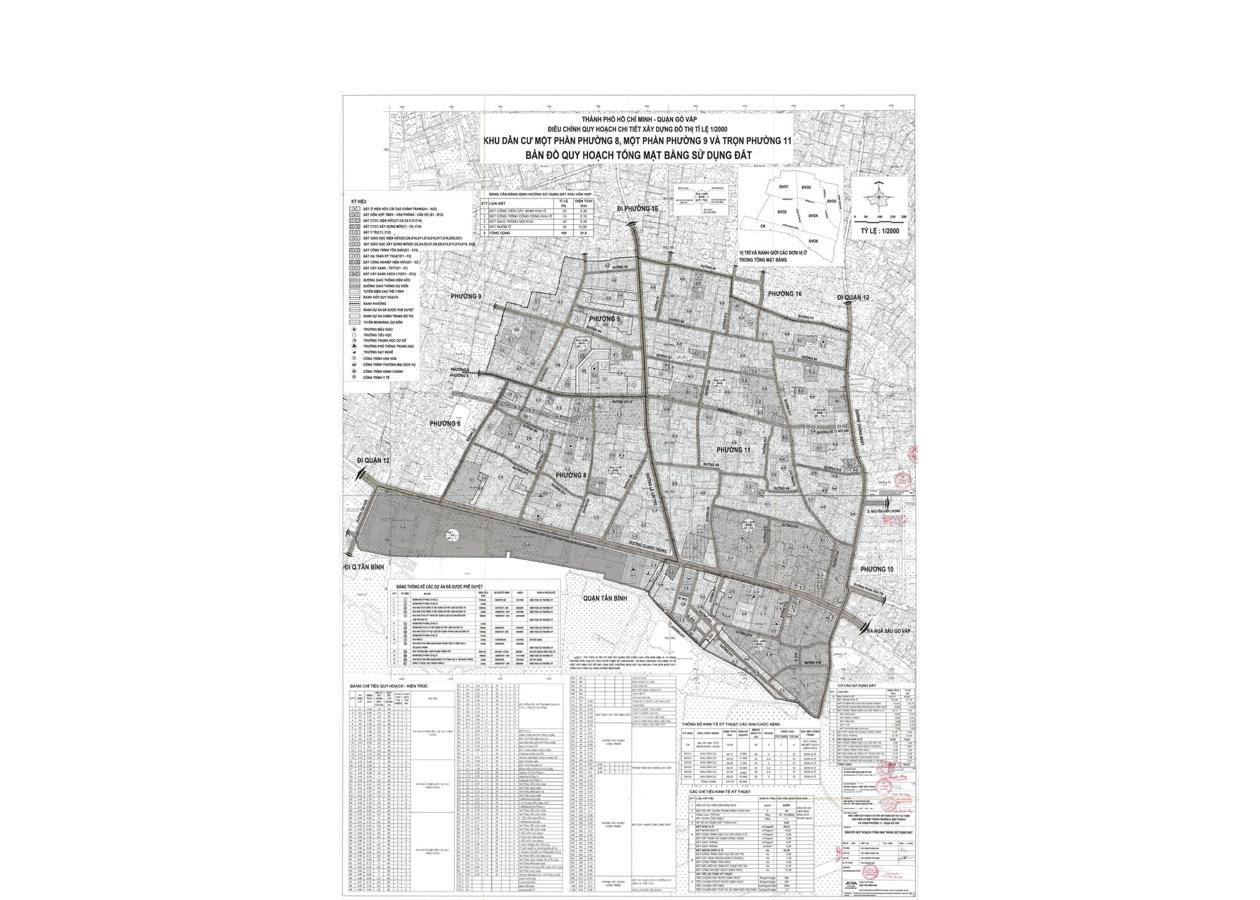 Bản đồ quy hoạch 1/2000 Khu dân cư một phần phường 8, phường 9 và trọn phường 11, Quận Gò Vấp