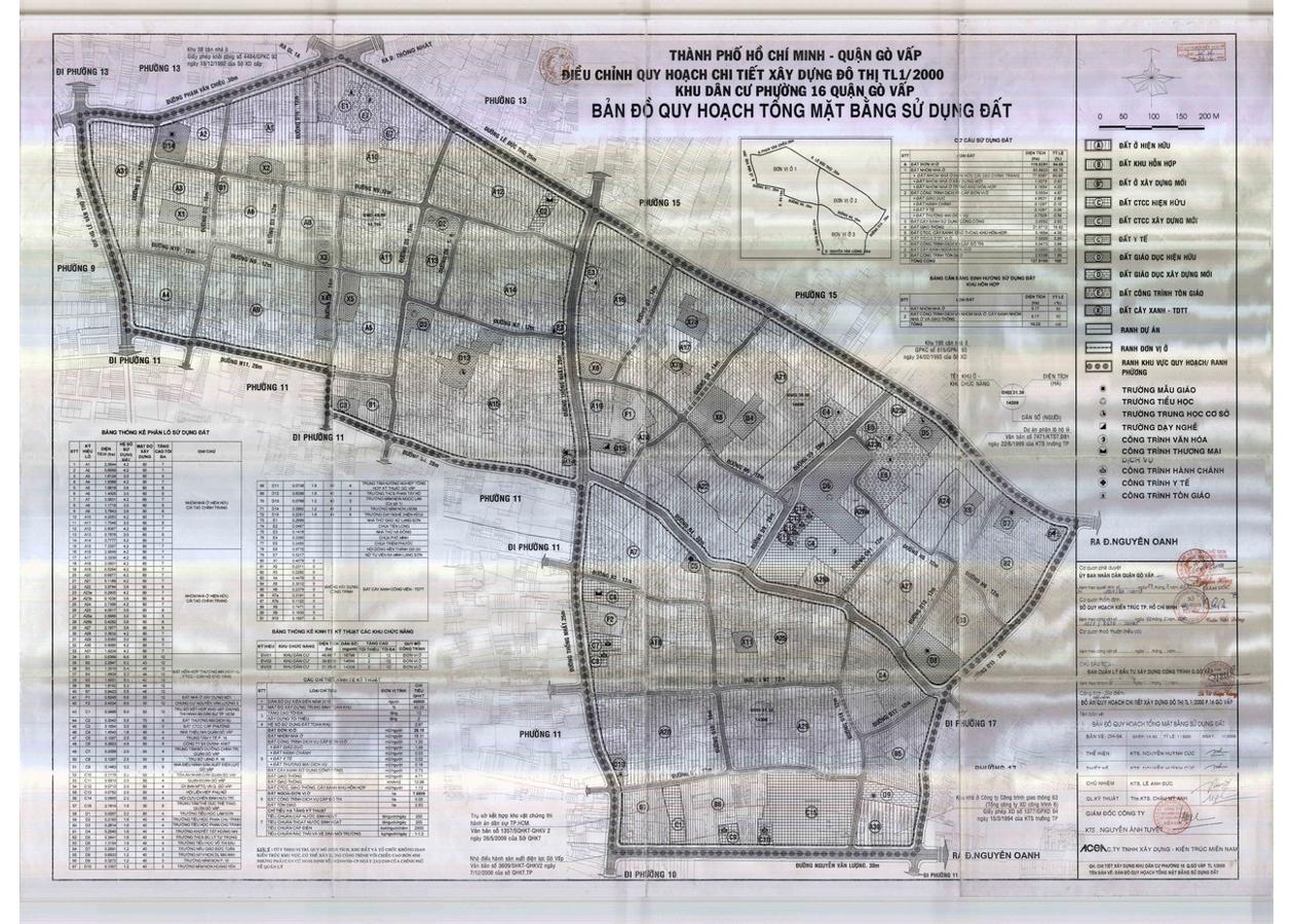 Bản đồ quy hoạch 1/2000 Khu dân cư phường 16, Quận Gò Vấp