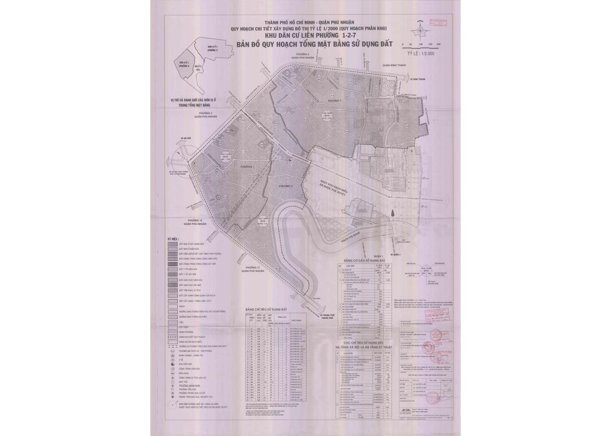 Bản đồ quy hoạch 1/2000 Khu dân cư liên phường 1 - 2 - 7, Quận Phú Nhuận