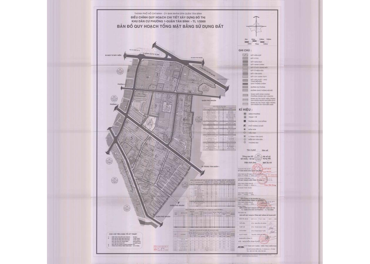 Bản đồ quy hoạch 1/2000 Khu dân cư Phường 1, Quận Tân Bình