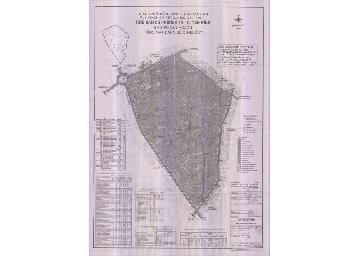 Bản đồ quy hoạch 1/2000 Khu dân cư Phường 10, Quận Tân Bình