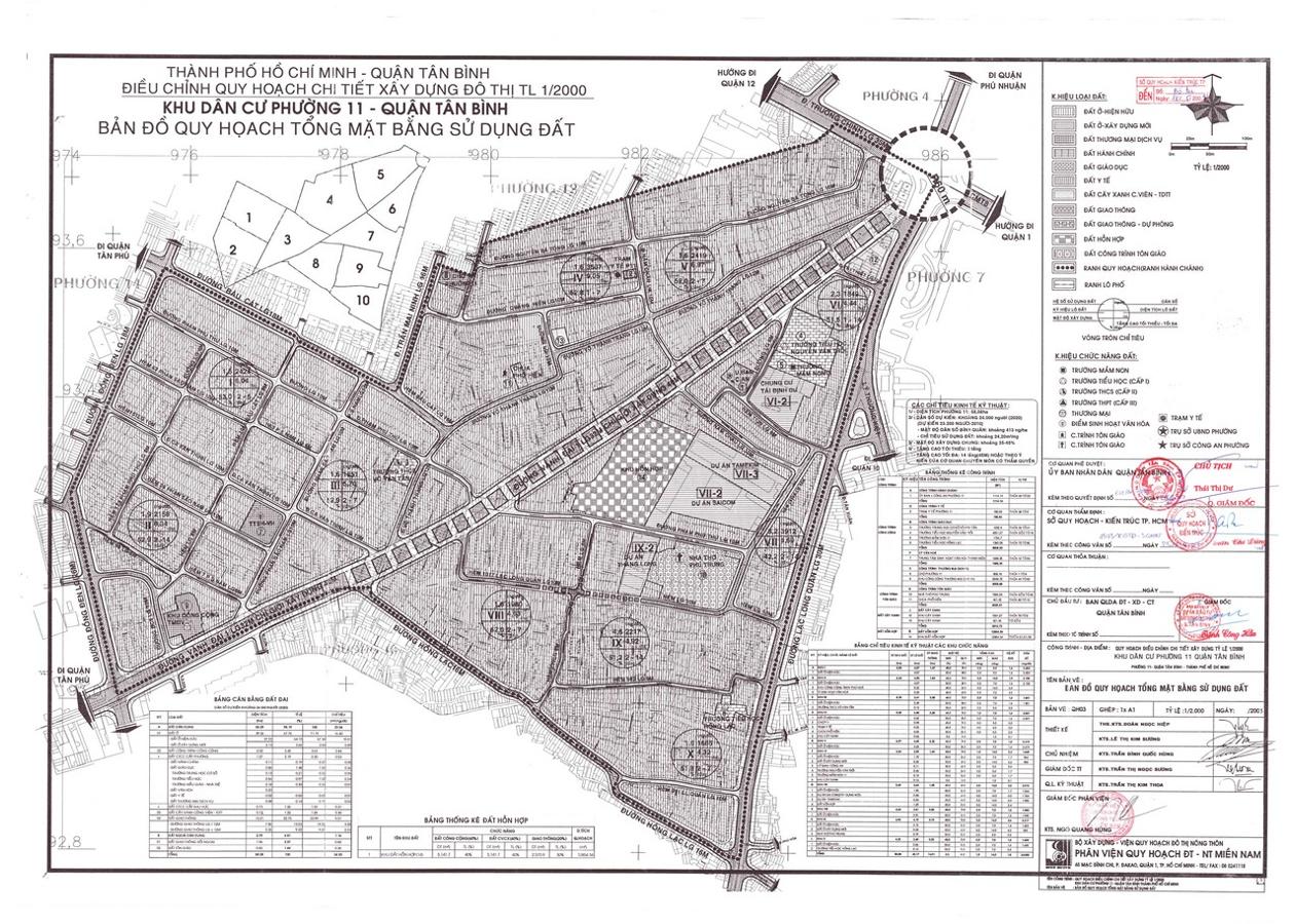 Bản đồ quy hoạch 1/2000 Khu dân cư Phường 11, Quận Tân Bình