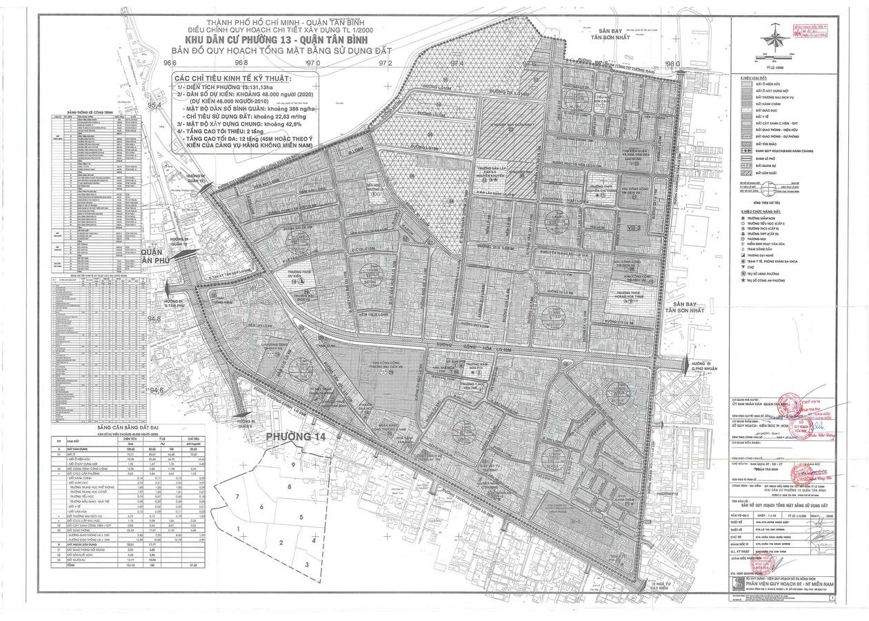 Bản đồ quy hoạch 1/2000 Khu dân cư Phường 13, Quận Tân Bình