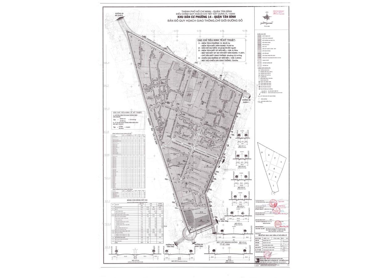 Bản đồ quy hoạch 1/2000 Khu dân cư Phường 14, Quận Tân Bình