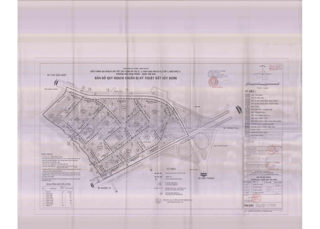 Bản đồ quy hoạch 1/2000 Khu dân cư A, B Ấp 1 (khu phố 1) phường Hiệp Bình Phước, Quận Thủ Đức
