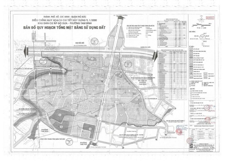 Bản đồ quy hoạch 1/2000 Khu dân cư ấp Gò Dưa phường Tam Bình