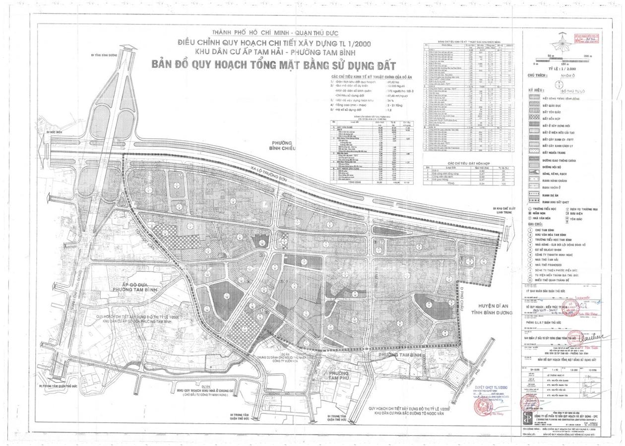 Bản đồ quy hoạch 1/2000 Khu dân cư ấp Tam Hải - phường Tam Bình, Quận Thủ Đức