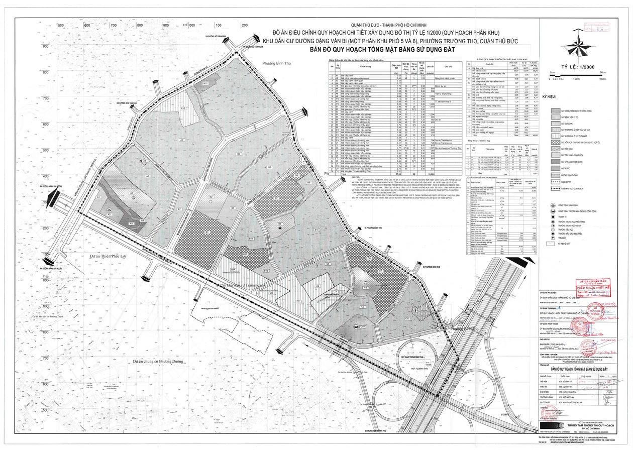 Bản đồ quy hoạch 1/2000 Khu dân cư đường Đặng Văn Bi, Quận Thủ Đức